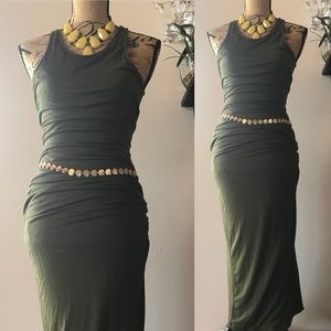 Chic olive green backless dress